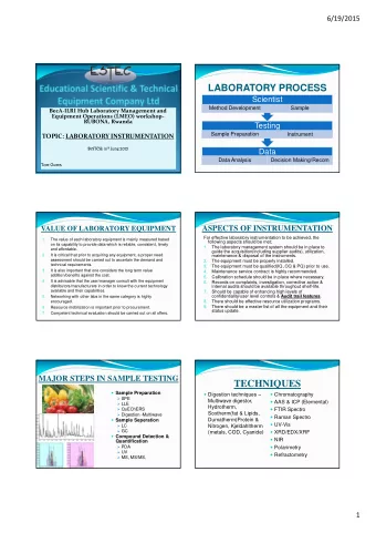 TECHNIQUES  Sample Preparation  Digestion techniques   Chromatography  SPE