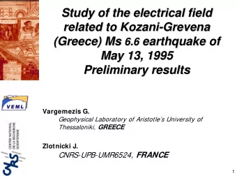 Study of the electrical field  Study of the electrical field  related to Kozani  Kozani-  -Grevena