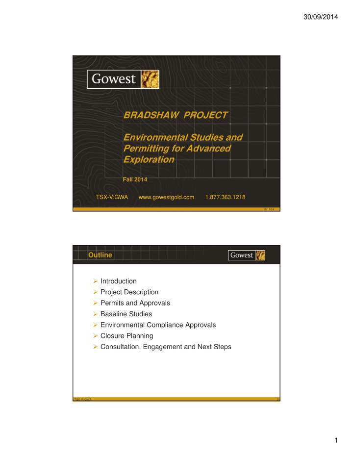 bradshaw project environmental studies and permitting for