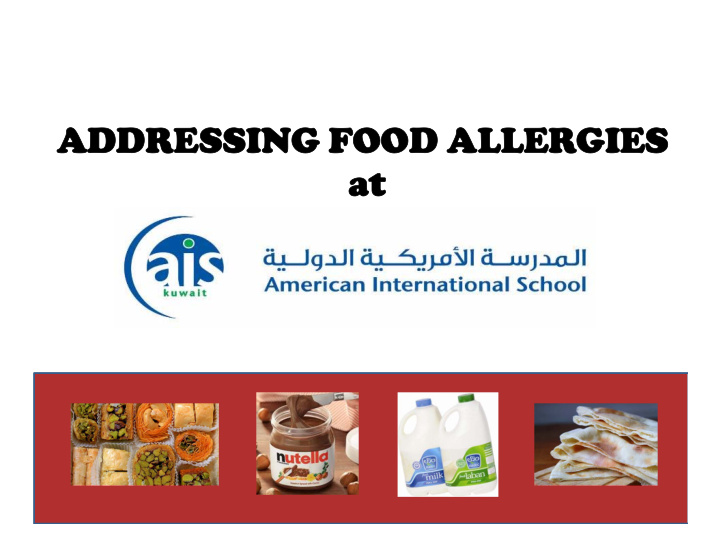 addressin addressing f food aller ood allergies ies at at