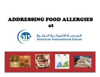 ADDRESSIN  ADDRESSING F  FOOD ALLER  OOD ALLERGIES  IES  at  at  1  The American International