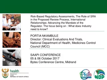 Director: Clinical Evaluations And Trials,  National Department of Health, Medicines Control