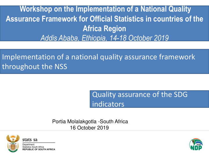 assurance framework for official statistics in countries