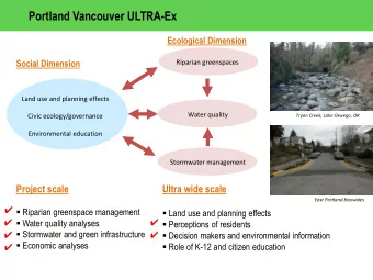 Portland Vancouver ULTRA-Ex Ecological Dimension Social Dimension  Riparian greenspaces  Land use