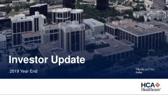 Investor Update  2019 Year End  Forward Looking Statements and Non-GAAP Financial Measures  This