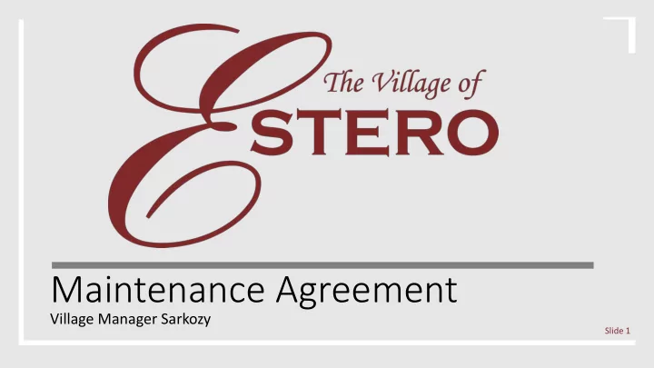 maintenance agreement