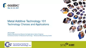 Metal Additive Technology 101  Technology Choices and Applications  Jeff Crandall  Additive