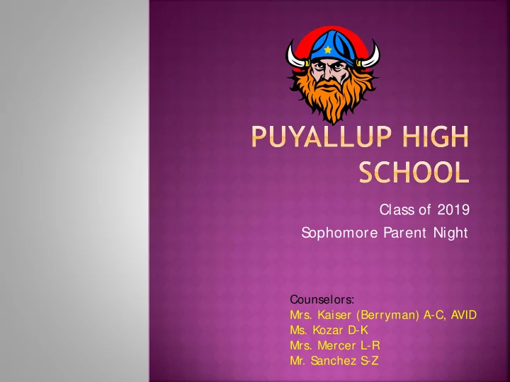 class of 2019 s ophomore parent night