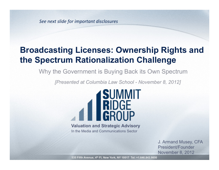 broadcasting licenses ownership rights and the spectrum