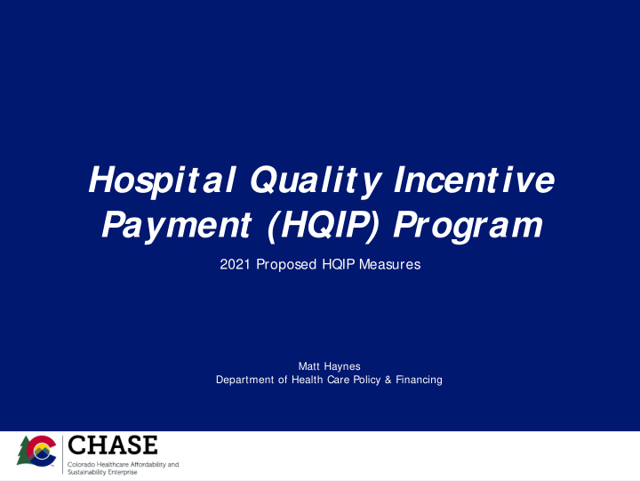 hospital quality incentive payment hqip program