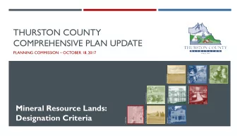 THURSTON COUNTY  COMPREHENSIVE PLAN UPDATE  PLANNING COMMISSION  OCTOBER 18, 2017  Capital