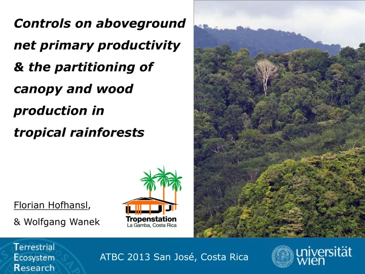 controls on aboveground net primary productivity the