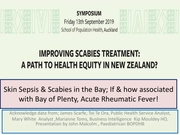 skin sepsis amp scabies in the bay if amp how associated
