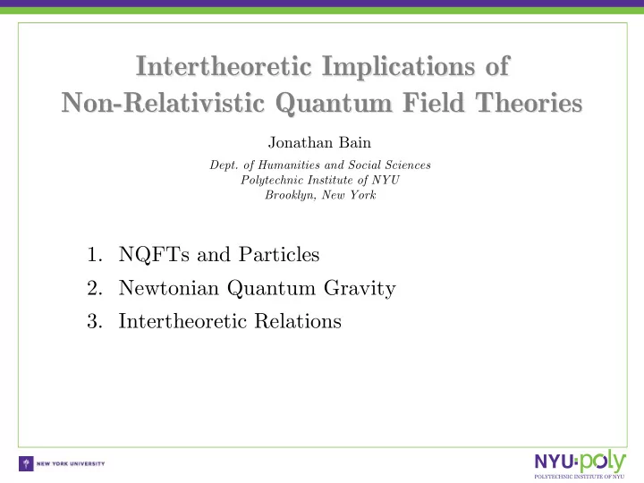 intertheoretic implications of intertheoretic