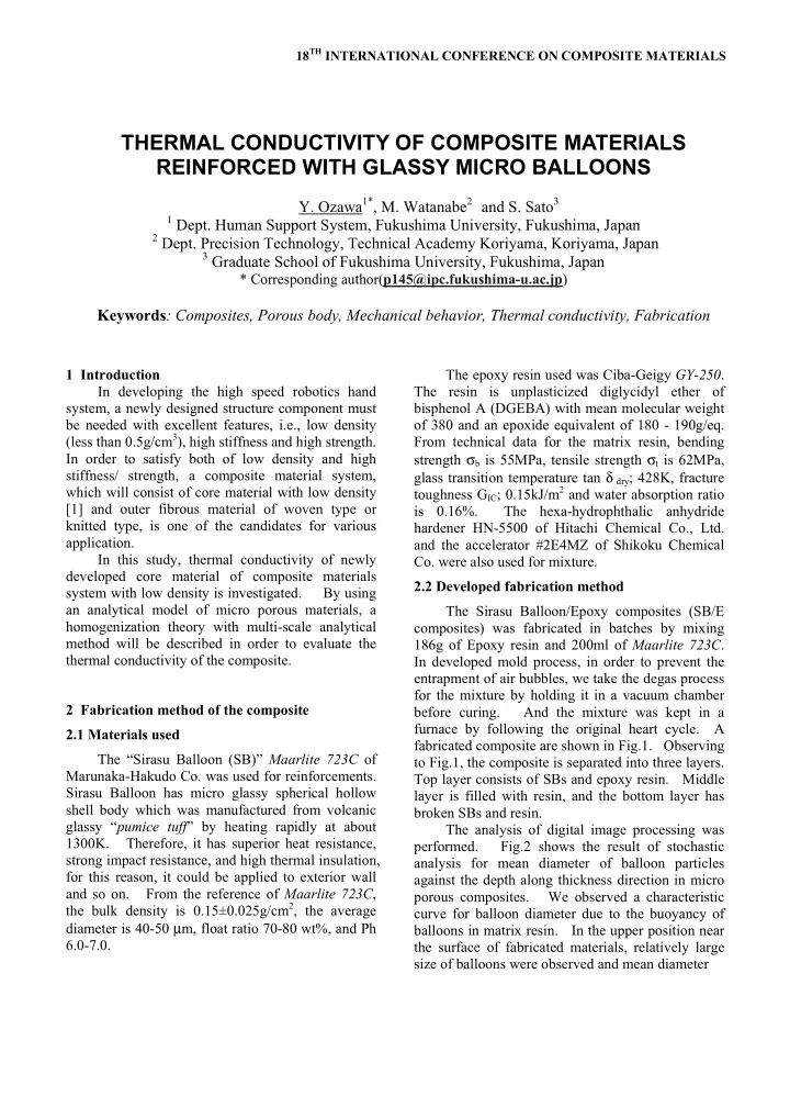 thermal conductivity of composite materials reinforced