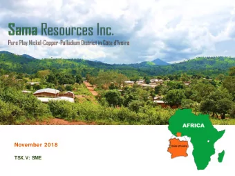 November 2018  TSX.V: SME  Forward Looking Statements  This presentation contains forward-looking