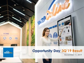 Opportunity Day 3Q19 Result  November 11, 2019 1  Disclaimer This Presentation (The