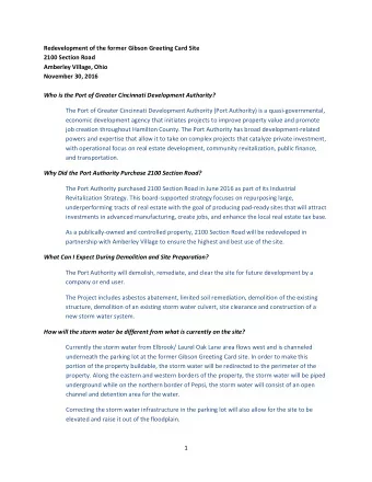 Redevelopment of the former Gibson Greeting Card Site 2100 Section Road Amberley Village, Ohio