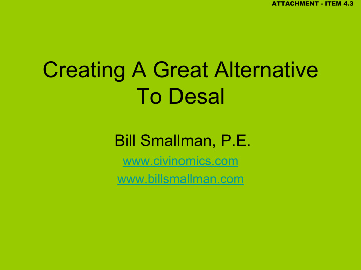 creating a great alternative to desal