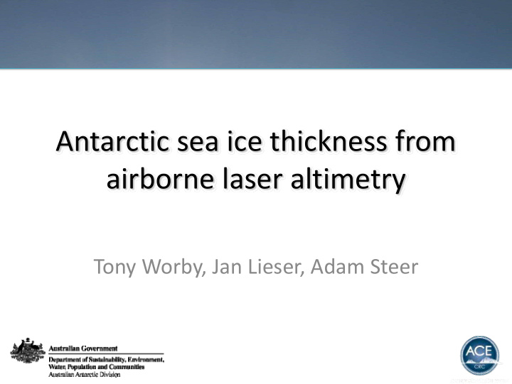 antarctic sea ice thickness from airborne laser altimetry