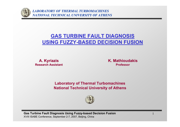 gas turbine fault diagnosis using fuzzy based decision