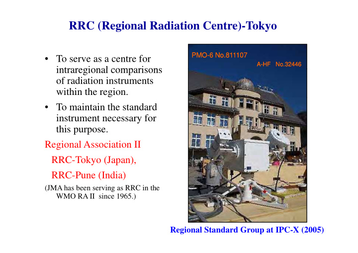 rrc regional radiation centre tokyo