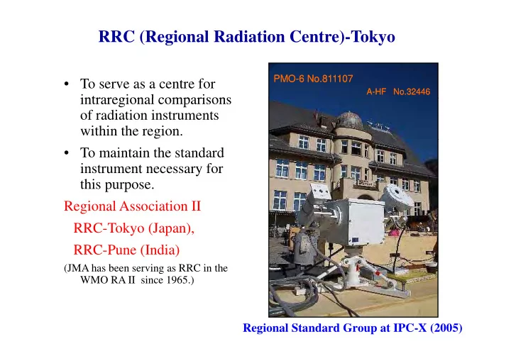 rrc regional radiation centre tokyo