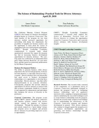 The Science of Rainmaking: Practical Tools for Diverse Attorneys  April 29, 2010  By  James Potter