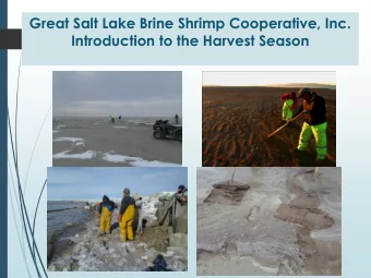 Great Salt Lake Brine Shrimp Cooperative, Inc.  Introduction to the Harvest Season  2  Great Salt