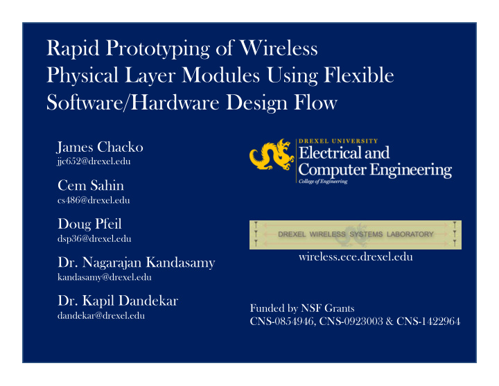 rapid prototyping of wireless physical layer modules