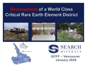 Cautionary Statement  SMY: TSX-V The following presentation may include certain  forward-looking