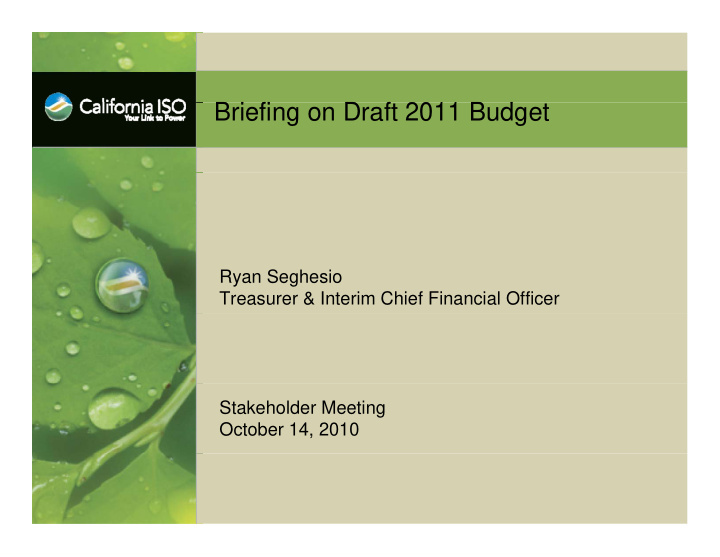 b i fi briefing on draft 2011 budget d ft 2011 b d t