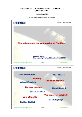 THE SCIENCE AND THE ENGINEERING OF FLUIDPAC  (PRESENTATION)  Antonio Verga, Ph.D  M  Mi  ic  cr  ro