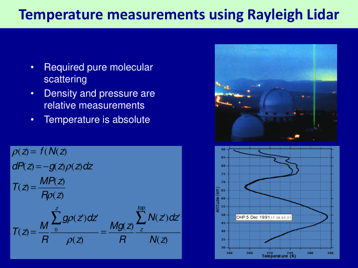 temperature measurements using rayleigh lidar