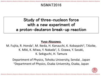 Study of threenucleon force  with a new experiment of  a protondeuteron breakup reaction