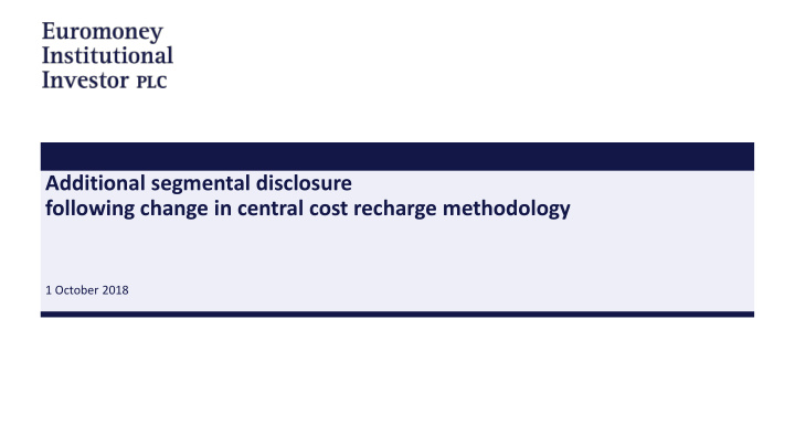 additional segmental disclosure