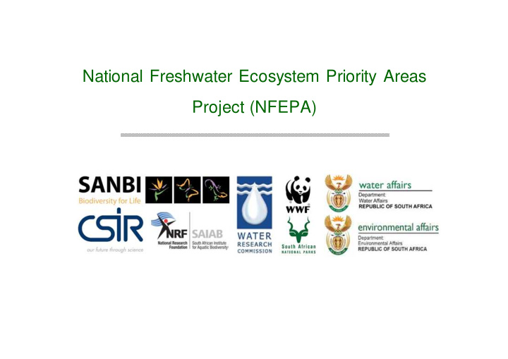 national freshwater ecosystem priority areas project