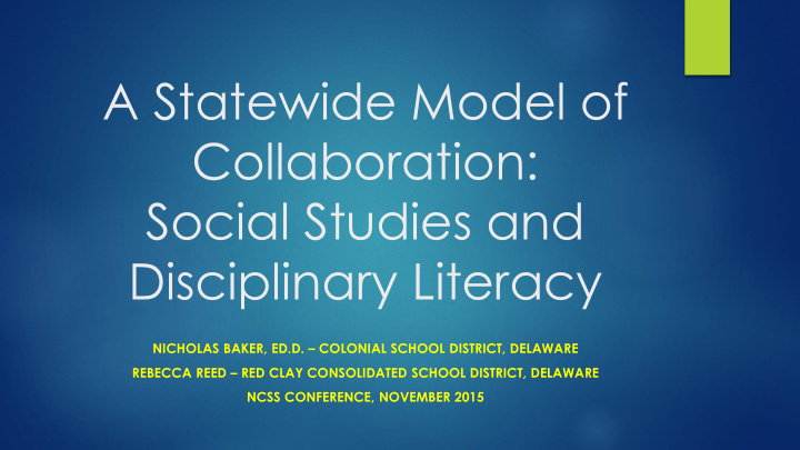 a statewide model of collaboration