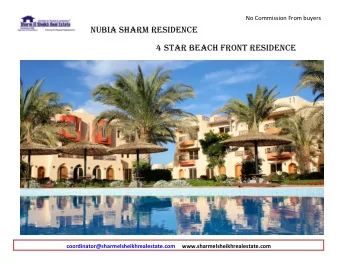 Nubia Sharm Residence 4 Star Beach front Residence coordinator@sharmelsheikhrealestate.com