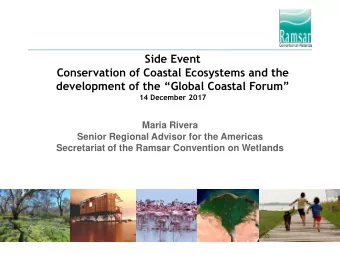 Maria Rivera  Senior Regional Advisor for the Americas  Secretariat of the Ramsar Convention on