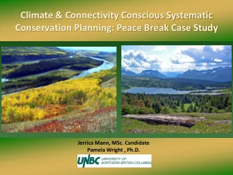 Climate &amp; Connectivity Conscious Systematic  Conservation Planning: Peace Break Case Study