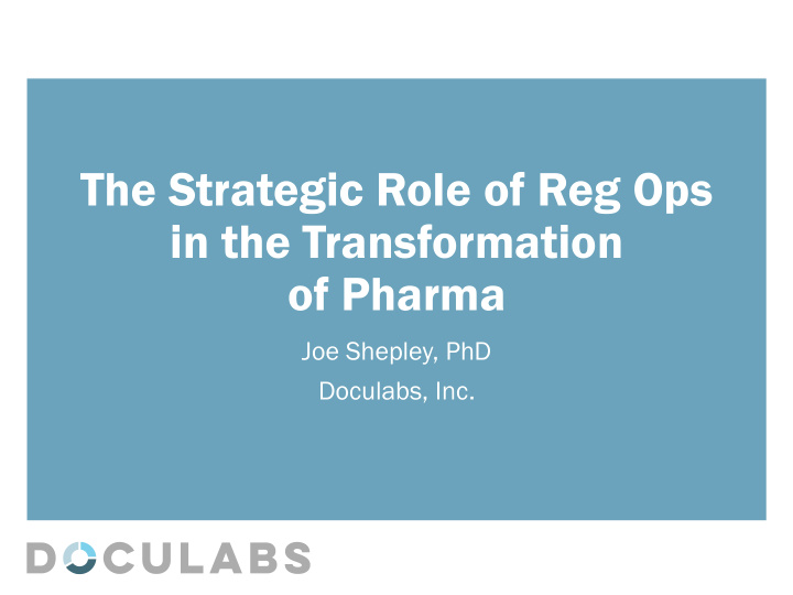 the strategic role of reg ops