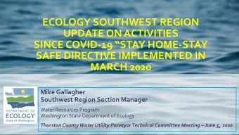 UPDATE ON ACTIVITIES SINCE COVID- 19 STAY HOME -STAY  SAFE DIRECTIVE IMPLEMENTED IN  MARCH 2020