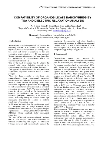COMPATIBILITY OF ORGANOSILICATE NANOHYBRIDS BY  TGA AND DIELECTRIC RELAXATION ANALYSIS A. Il Yong