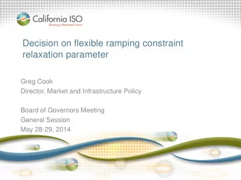 Decision on flexible ramping constraint  relaxation parameter  Greg Cook  Director, Market and