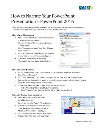 How to Narrate Your PowerPoint  Presentation  PowerPoint 2016  These instructions were developed