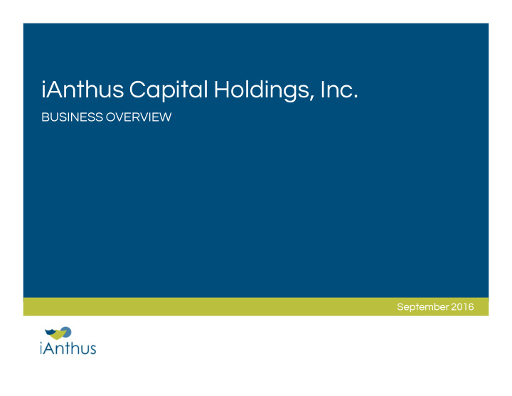 ianthus capital holdings inc