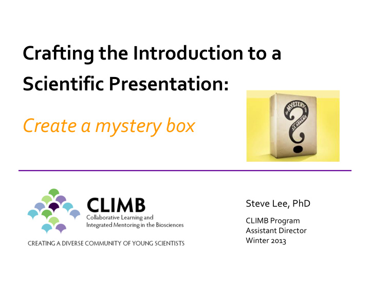 crafting the introduction to a scientific presentation