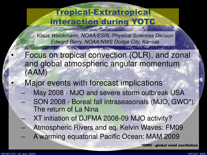focus on tropical convection olr and zonal