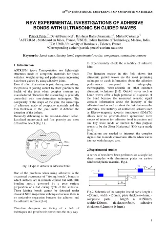 NEW EXPERIMENTAL INVESTIGATIONS OF ADHESIVE  BONDS WITH ULTRASONIC SH GUIDED WAVES Patrick Prs